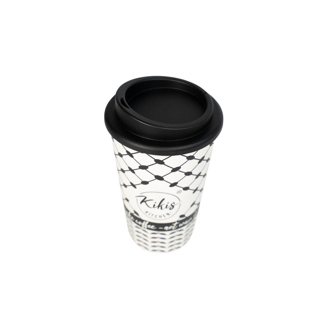 Kikis Coffee To Go Mehrweg Becher - Kufiye schwarz/weiß -  von Kikis Kitchen - Nur €9.90! Bestelle jetzt Kikis Kitchen