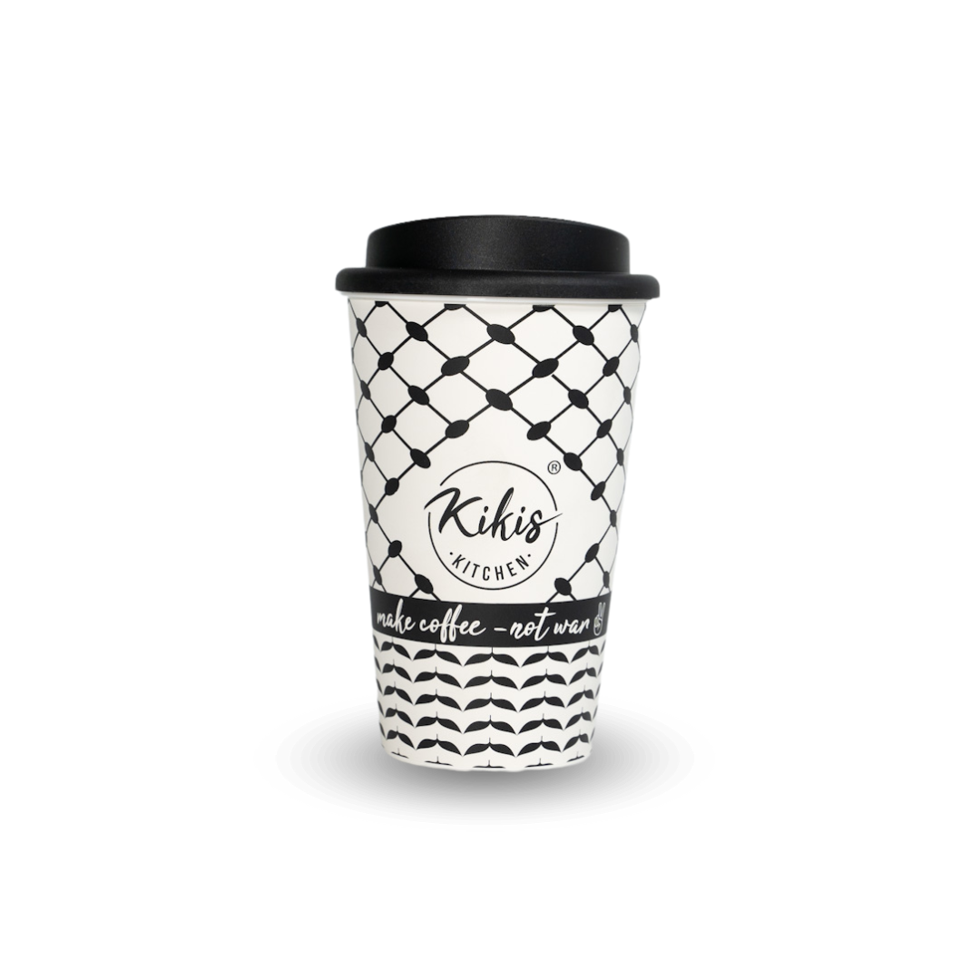 Kikis Coffee To Go Mehrweg Becher - Kufiye schwarz/weiß -  von Kikis Kitchen - Nur €9.90! Bestelle jetzt Kikis Kitchen