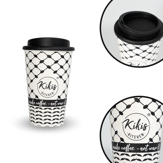Kikis Coffee To Go Mehrweg Becher - Kufiye schwarz/weiß -  von Kikis Kitchen - Nur €9.90! Bestelle jetzt Kikis Kitchen