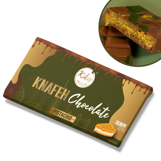 Kikis Knafeh Chocolate - PISTACHIO (Dubai Schokolade) 🍫 VORBESTELLUNG VERSAND AB 19.08.24 -  von Kikis Kitchen - Nur €14.90! Bestelle jetzt Kikis Kitchen